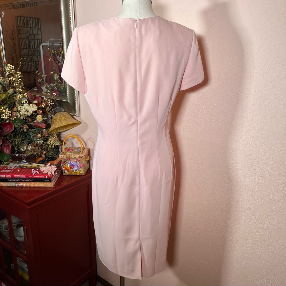 Vintage 1990 Liz Claiborne Pale Pink Sheath Dress Oversized Jacket Minimalist 8 - Picture 10 of 16